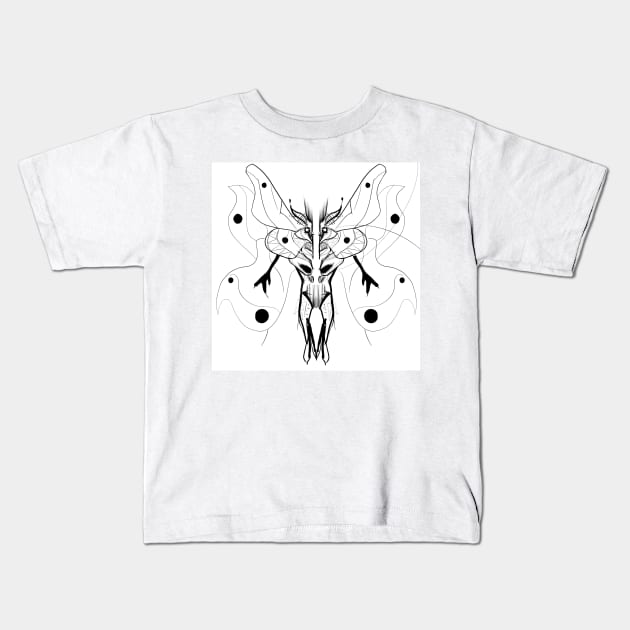 the white mothman alien monster in ecopop mexican patterns art Kids T-Shirt by jorge_lebeau